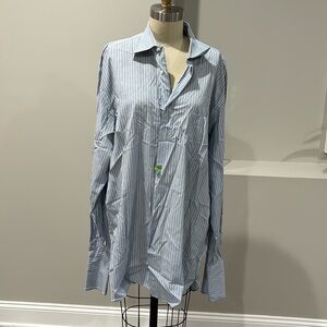 Ermenegildo Zegna Light Blue Pinstripe Dress Shirt